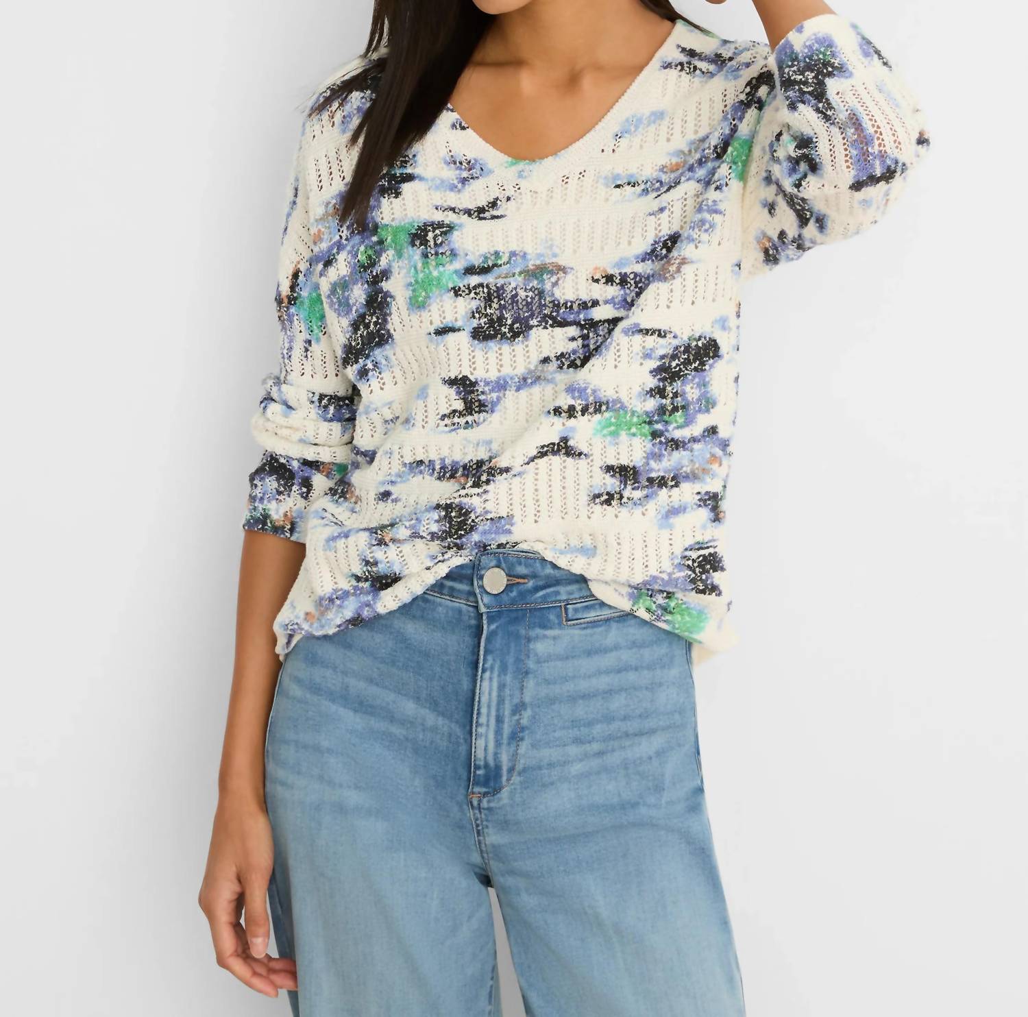 Nic + Zoe - WATER LILIES POINTELLE SWEATER