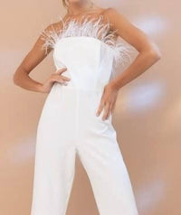 Blue B - Tube Front Feather Jumpsuit