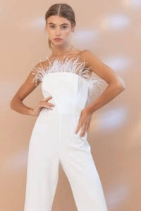 Blue B - Tube Front Feather Jumpsuit