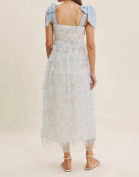 In February - Textured Floral Smocked Midi Dress