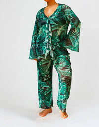 Fashion Szn Curve - Palm Print Ruffle Resort Top