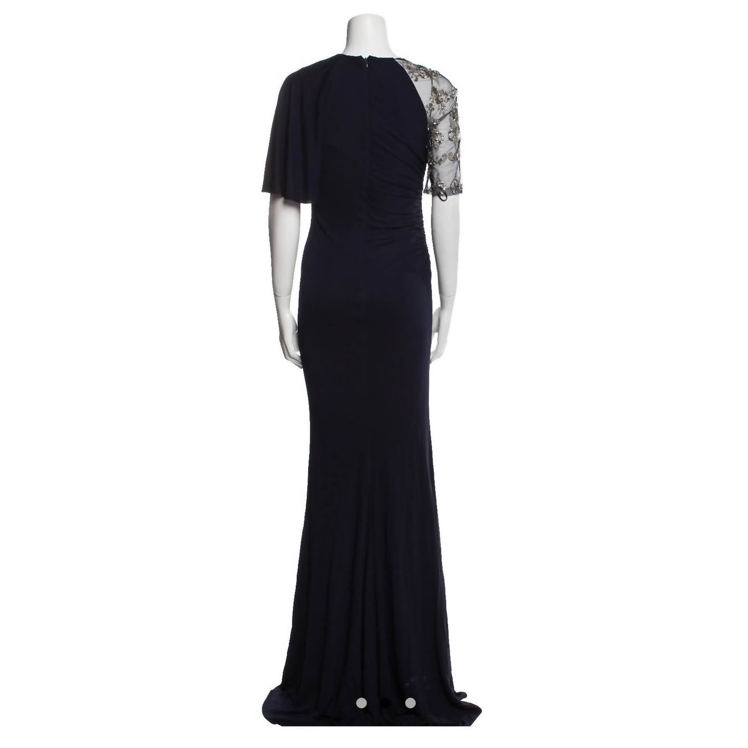 Badgley Mischka - One Shoulder Beaded Formal Maxi Dress