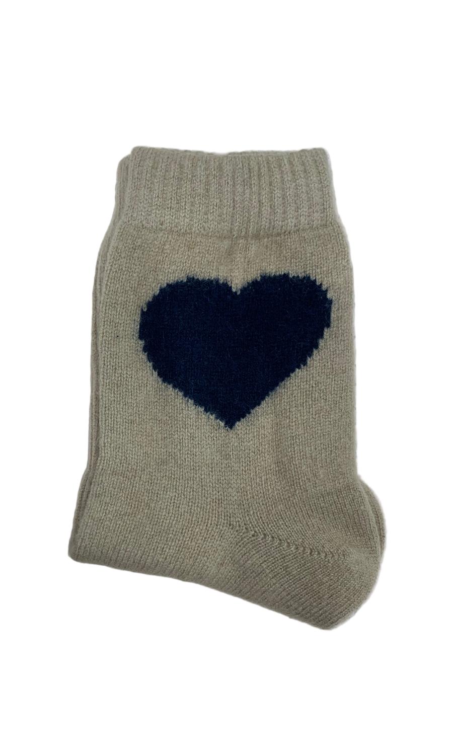 Jumper1234 Women's Heart Socks in sandstone navy - women's accessory