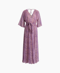 forte forte Women's Heartbeat Print Cotton Silk Voile Cut Out Dress in purple - women's dress