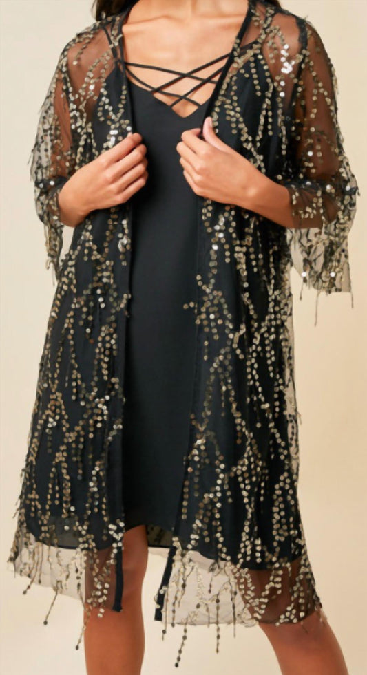 Hayden La - Bell Sleeve Sequin Open Kimono