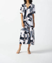 Joseph Ribkoff - Woven Abstract Print Trapeze Midi Dress