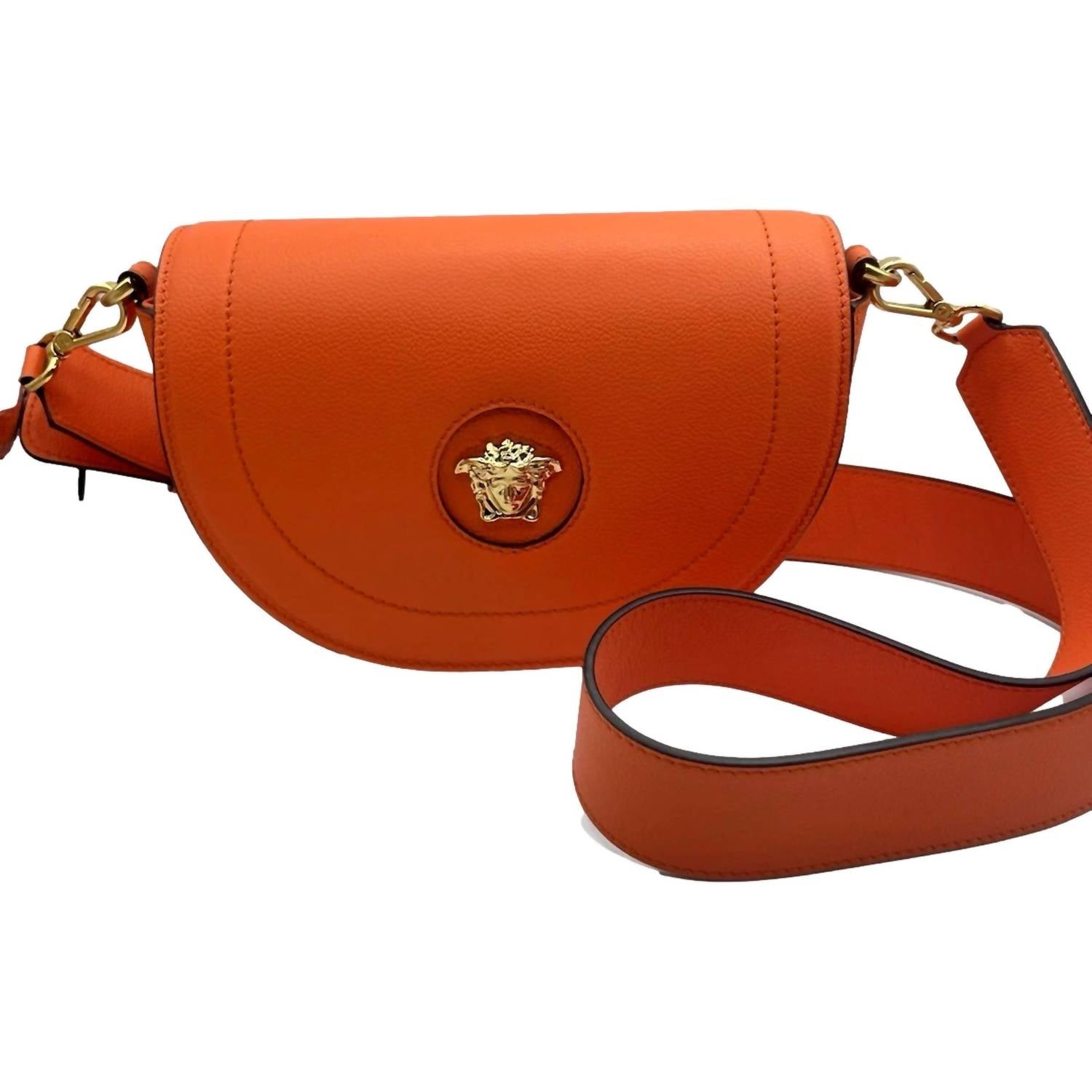 Versace - Women's Half-moon La Medusa Vitello Leather Crossbody Handbag