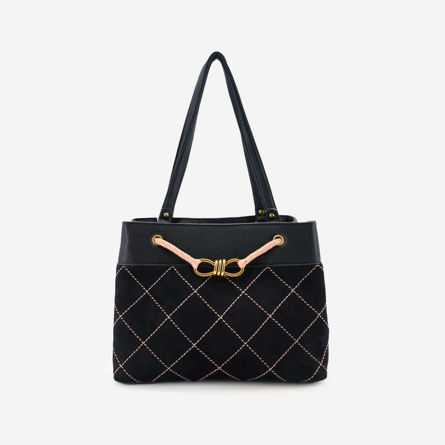 Like Dreams - Women's Velvet Knot Quilted Shoulder Tote Bag