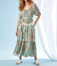 Fifteen Twenty - Tiered Puffed Sleeve Maxi Dress