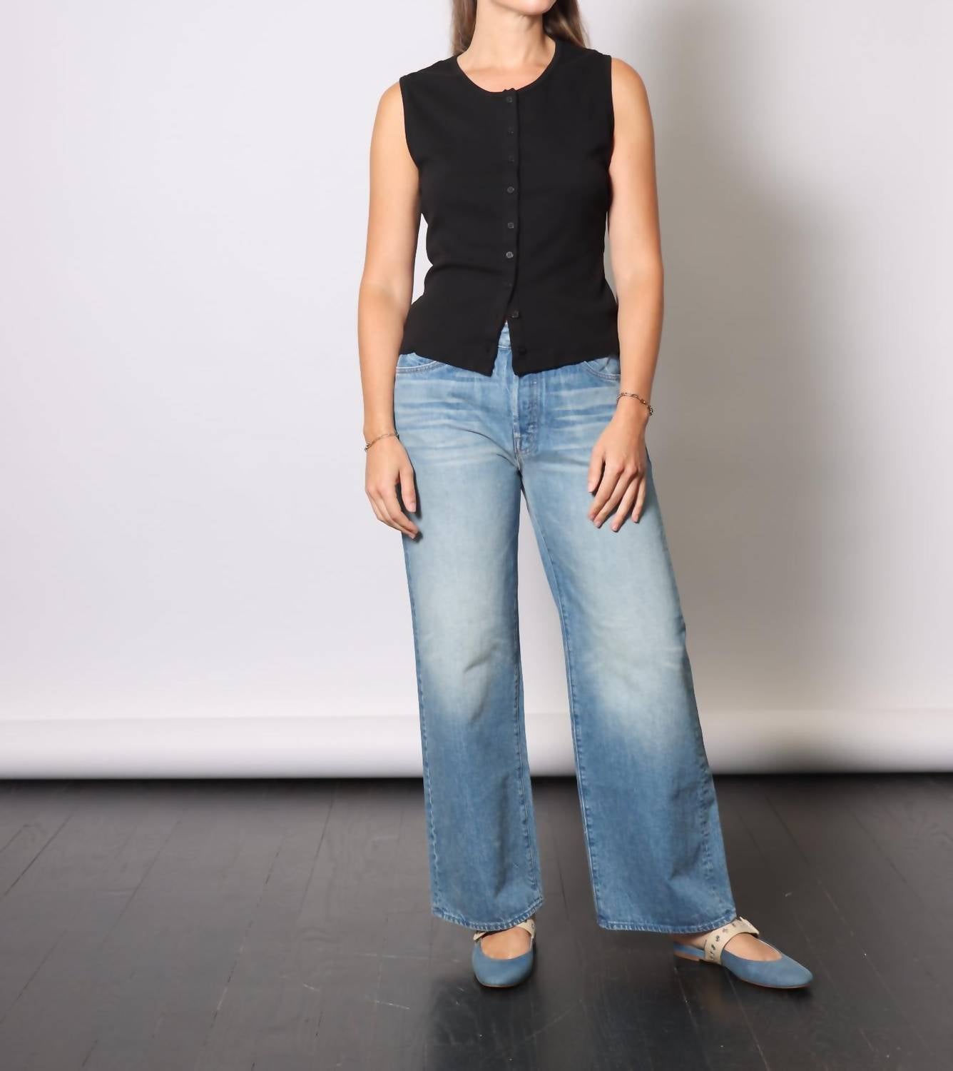 Mother - Lil Dodger Button Sneak Straight Jeans