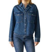 STEVE MADDEN Judith Denim Shirt in dark navy - women's jacket