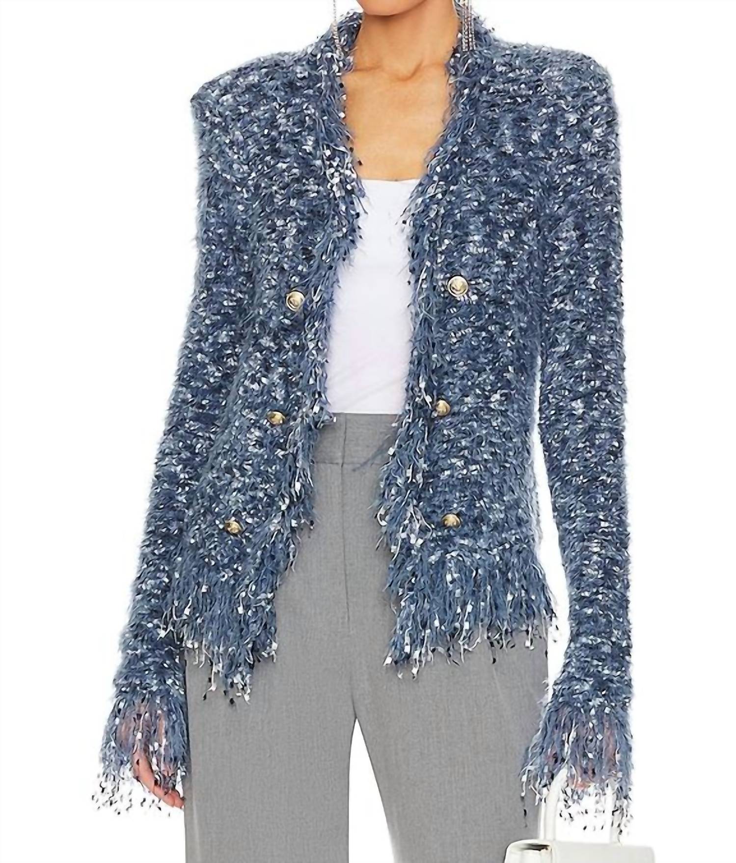 L'Agence - Azure Tweed Double Breasted Suit