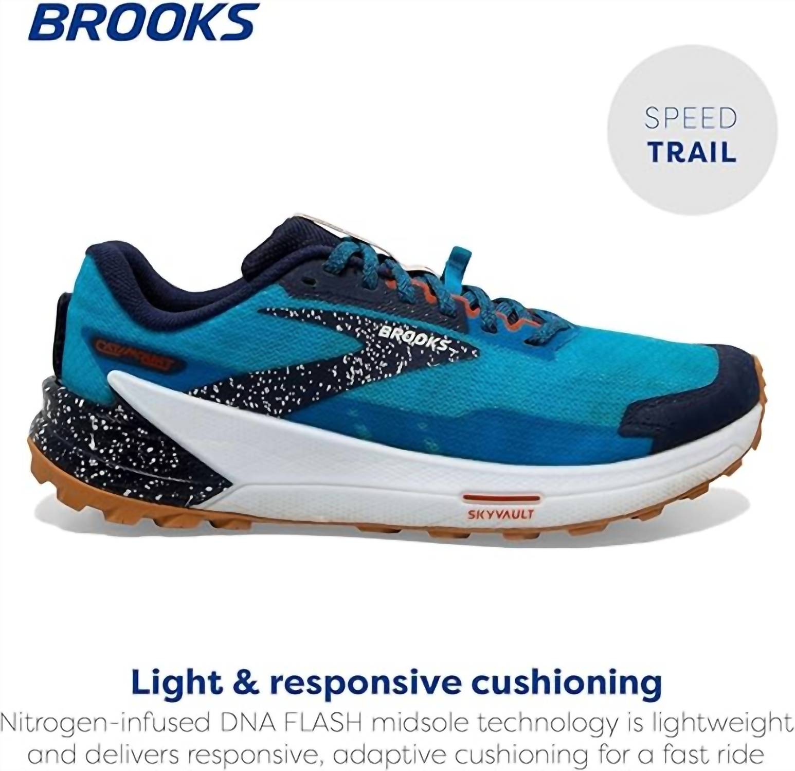 BROOKS Men's Catamount 2 Trail Running Shoes in peacoat atomic blue rooibos - men's shoe - alternate view