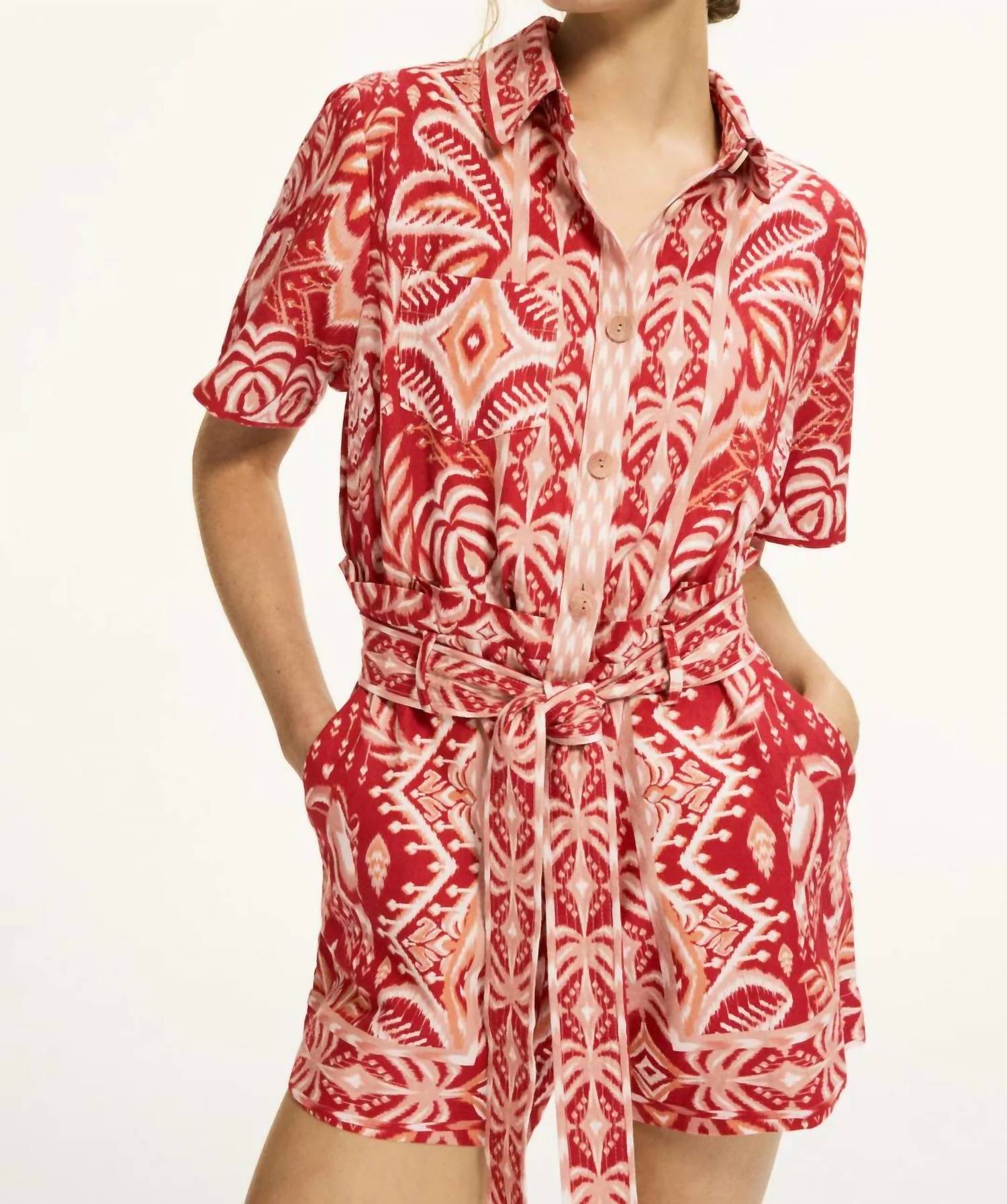 Farm Rio - TROPICAL TAPESTRY RED ROMPER