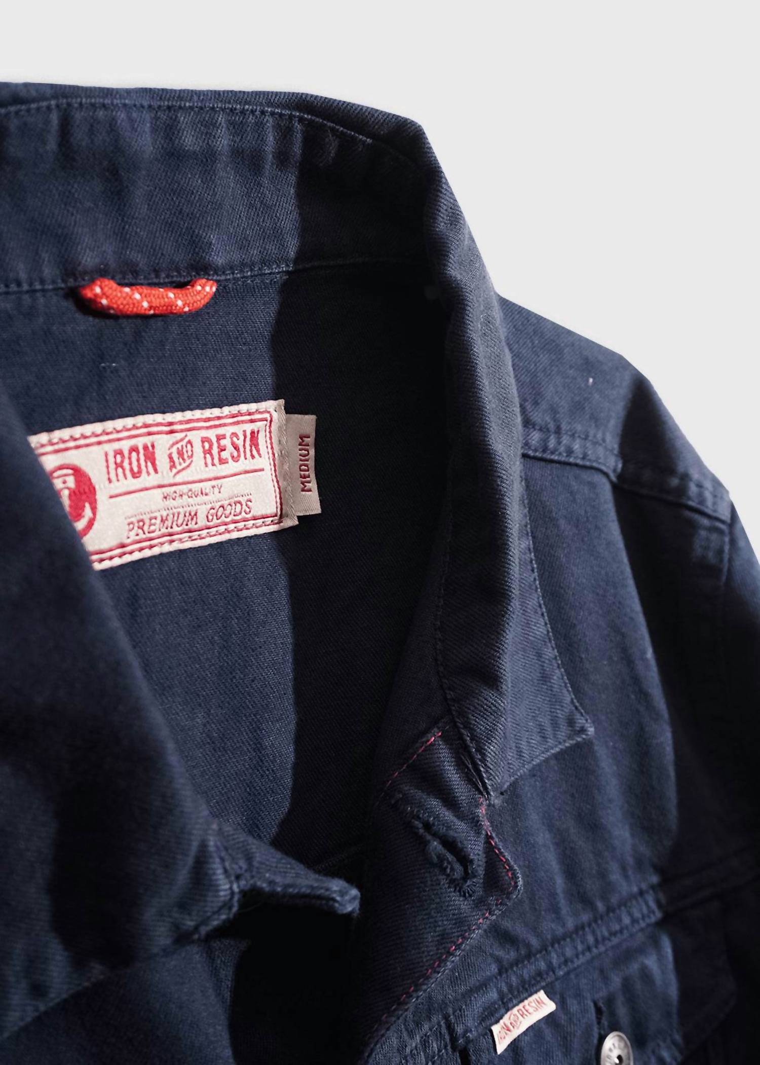 Iron & Resin Men's Bull Denim Rambler Jacket in navy - men's jacket - detail view