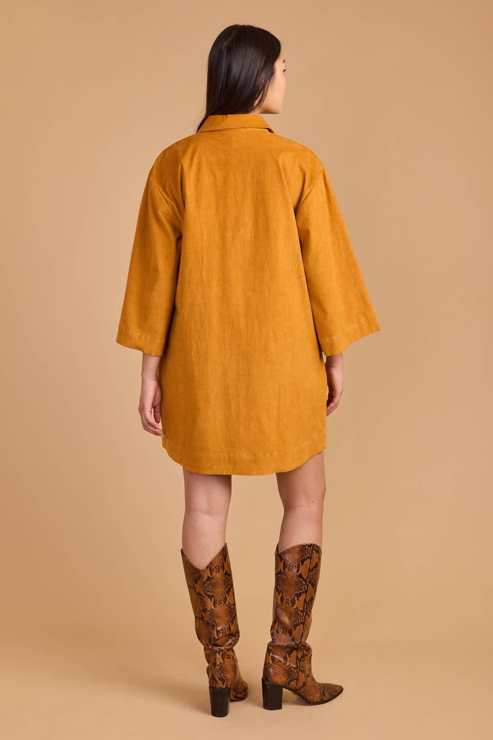 Double A Colette Mini Dress in amber cord - women's dress - detail view