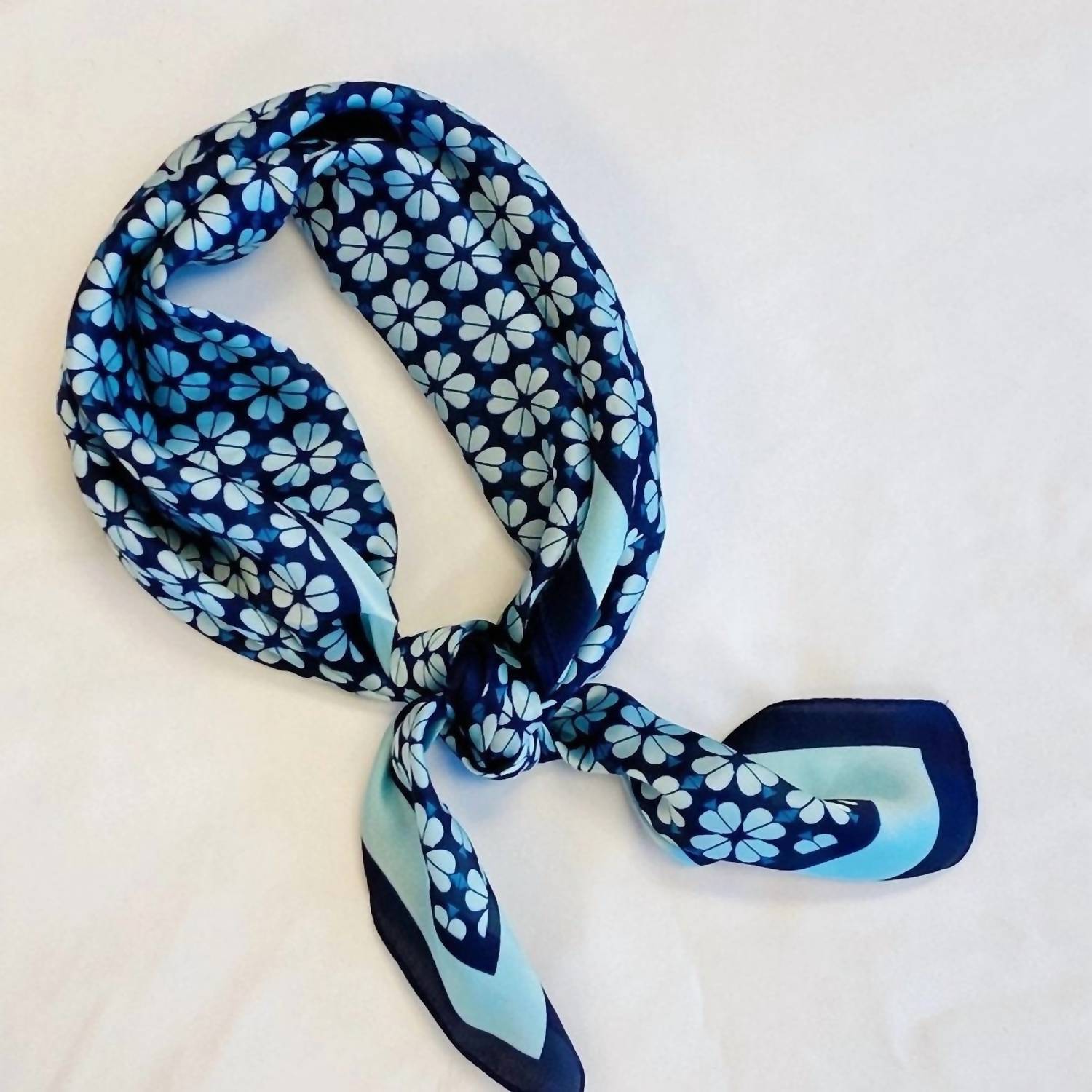 Ellison+Young Women's Four Petal Clover Square Scarf in blue - women's scarf
