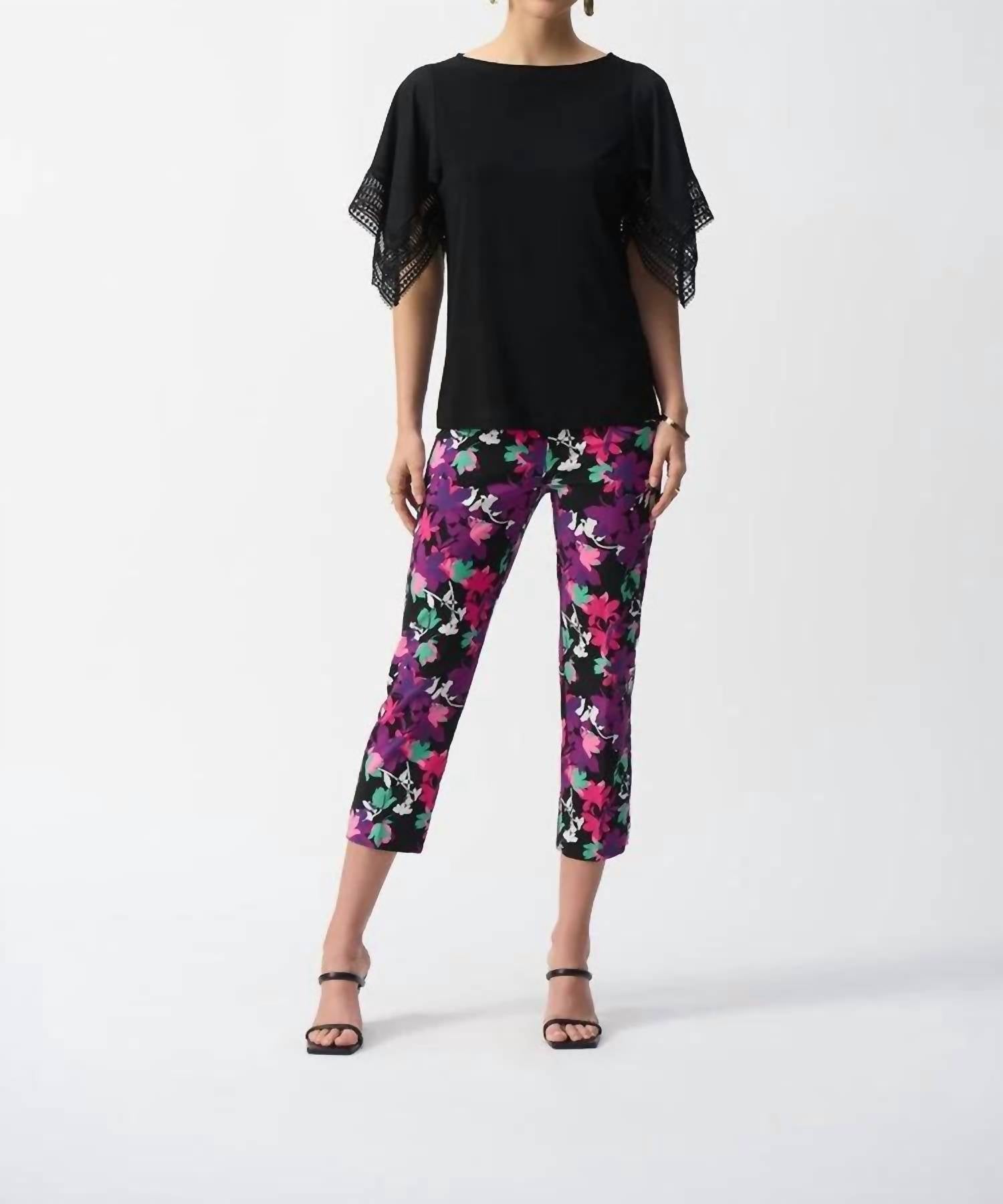 Joseph Ribkoff - Silky Knit Straight Top With Lace