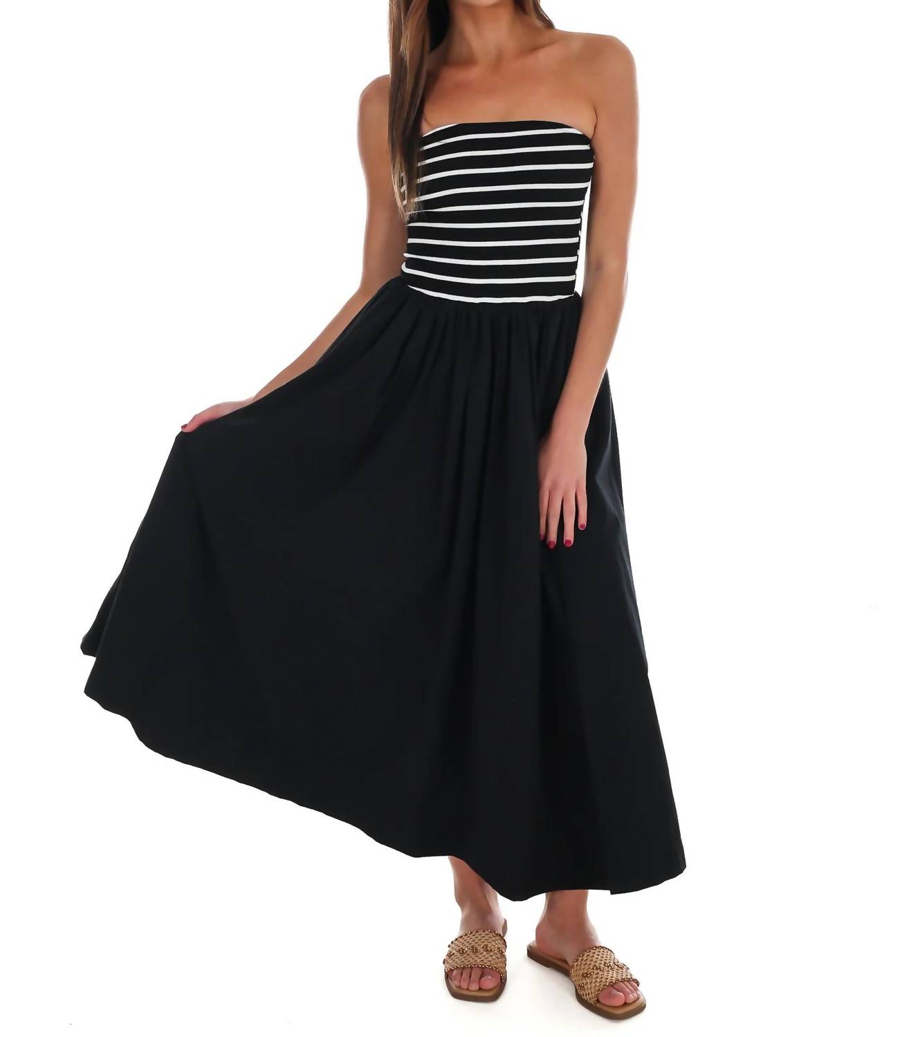 Hyfve - Women's Wanna Know Striped Strapless Midi Dress