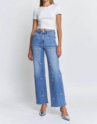 Mica Denim - High Rise Wide Leg Embellishment Jeans