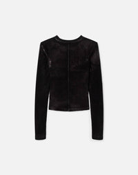 RE/DONE Women's 90s Foil Baby Long Sleeve Top in black - women's long sleeve top - detail view
