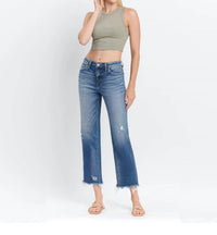 Flying Monkey - High Rise Frayed Hem Straight Jeans