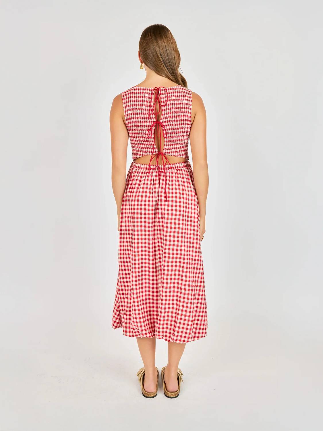 Sadie & Sage - Apple Butter Gingham Midi Dress
