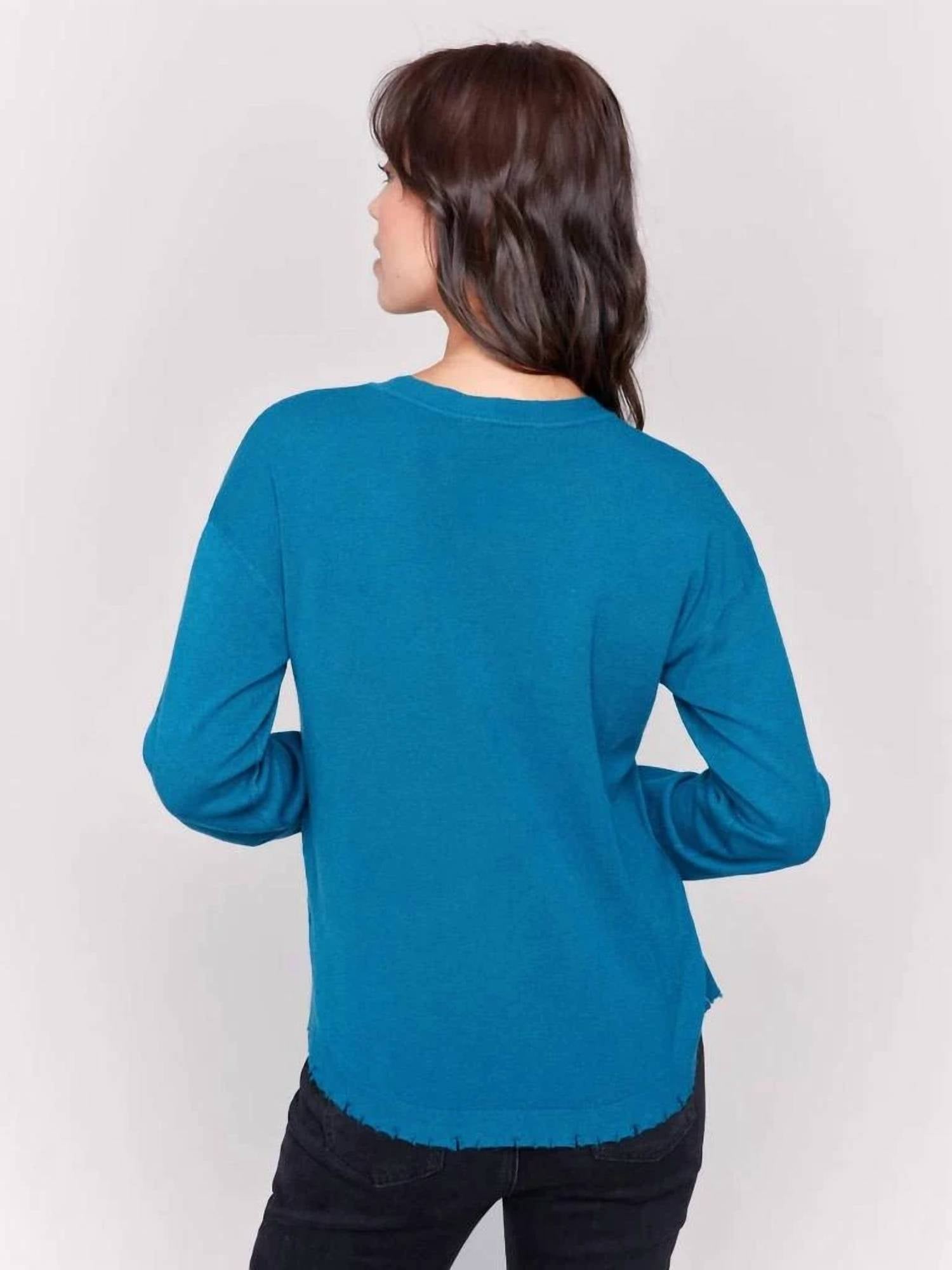 Charlie B - Frayed Edge Round Hem Sweater