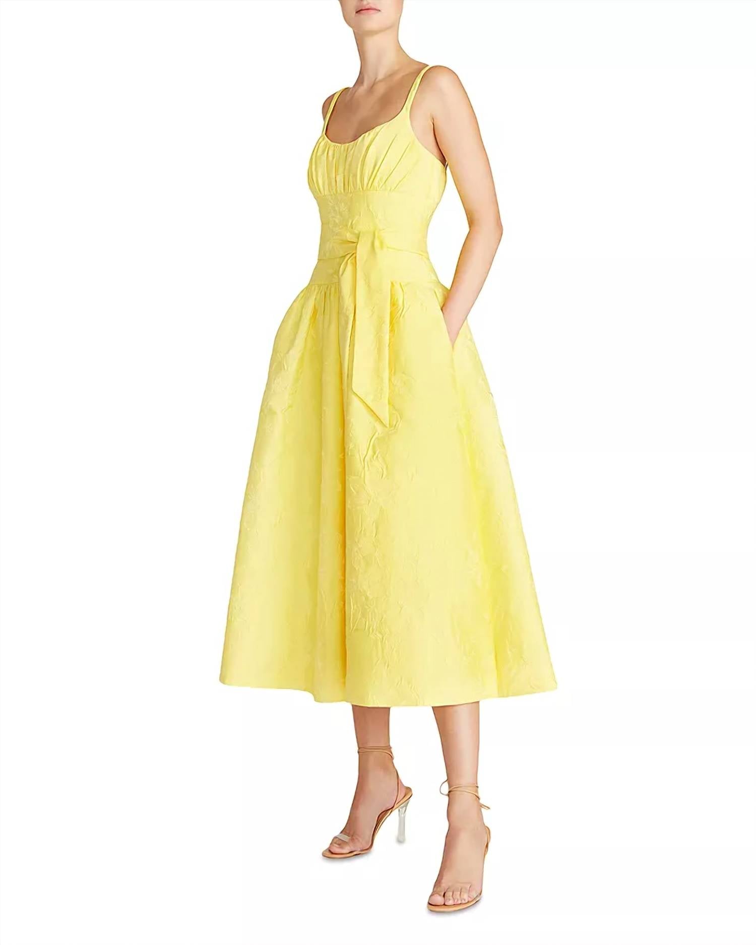 Ml Monique Lhuillier - Daffodil Jacquard Fit And Flare Midi Dress