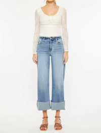 Kancan - High Rise Crop Wide Leg Jeans