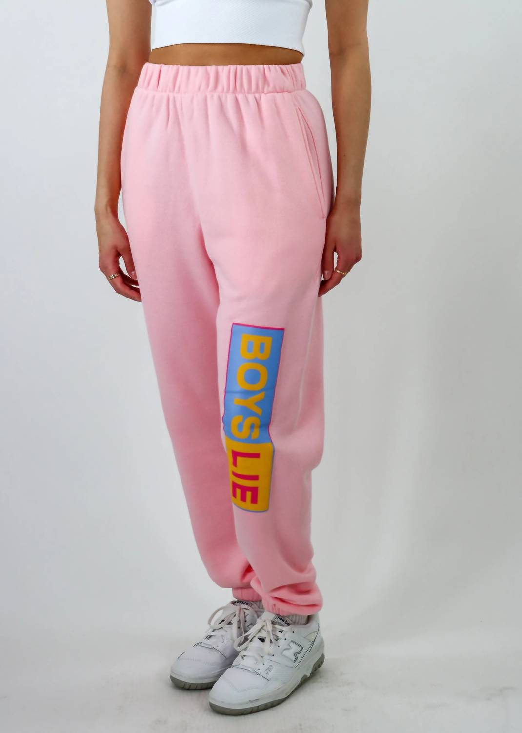 BOYS LIE Better Half Mac Slim Sweatpant in pink - men's pants - alternate view