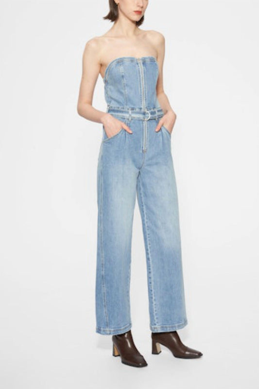 Bayeas - Annesa Denim Wide Legs Jumpsuit