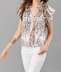 Lola & Sophie - PRINTED RUFFLE SLEEVE TOP