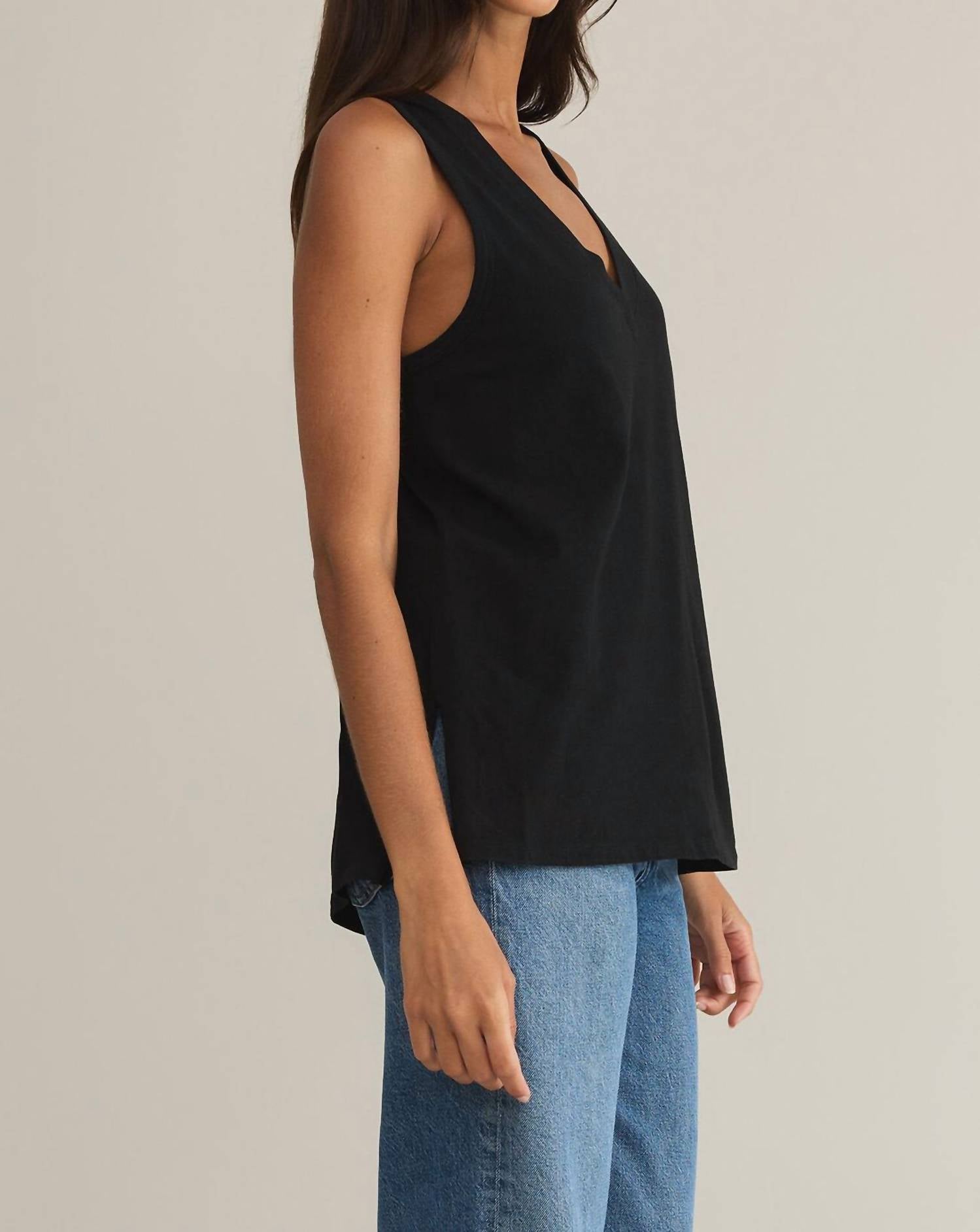 Z Supply Californian Tank Top in black - women's tank top - detail view