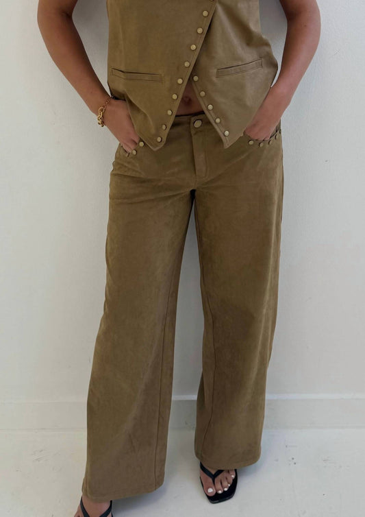 Blue Blush - Wide Leg Suede Pants