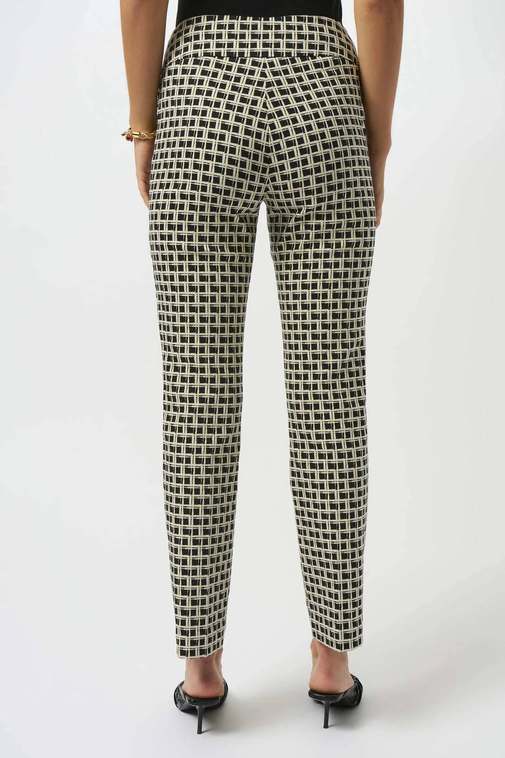 Joseph Ribkoff - Checkered Jacquard Slim Ankle Pants