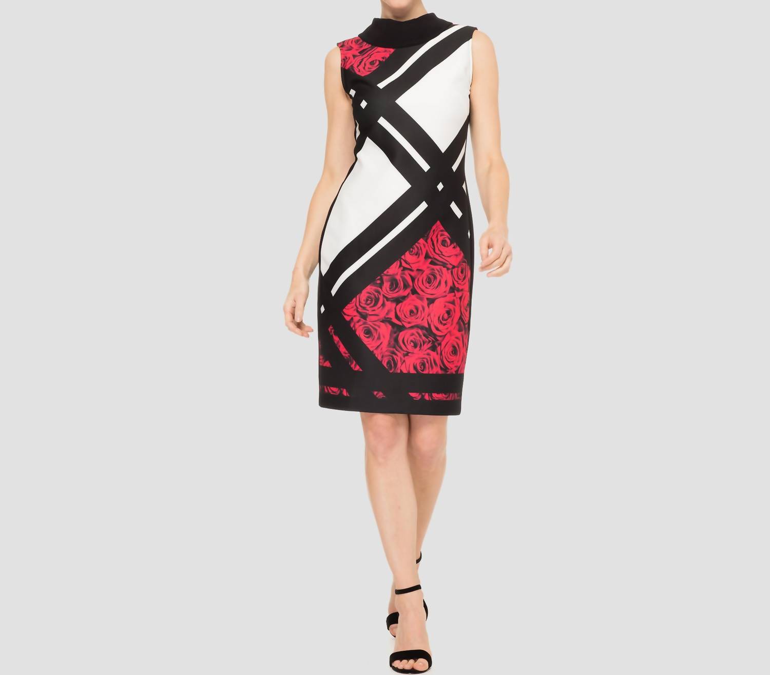 Joseph Ribkoff - Rose And Grid Print Dress