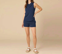 Softies - Dreamtech Sleeveless Cowl Top With Pintuck Short Set