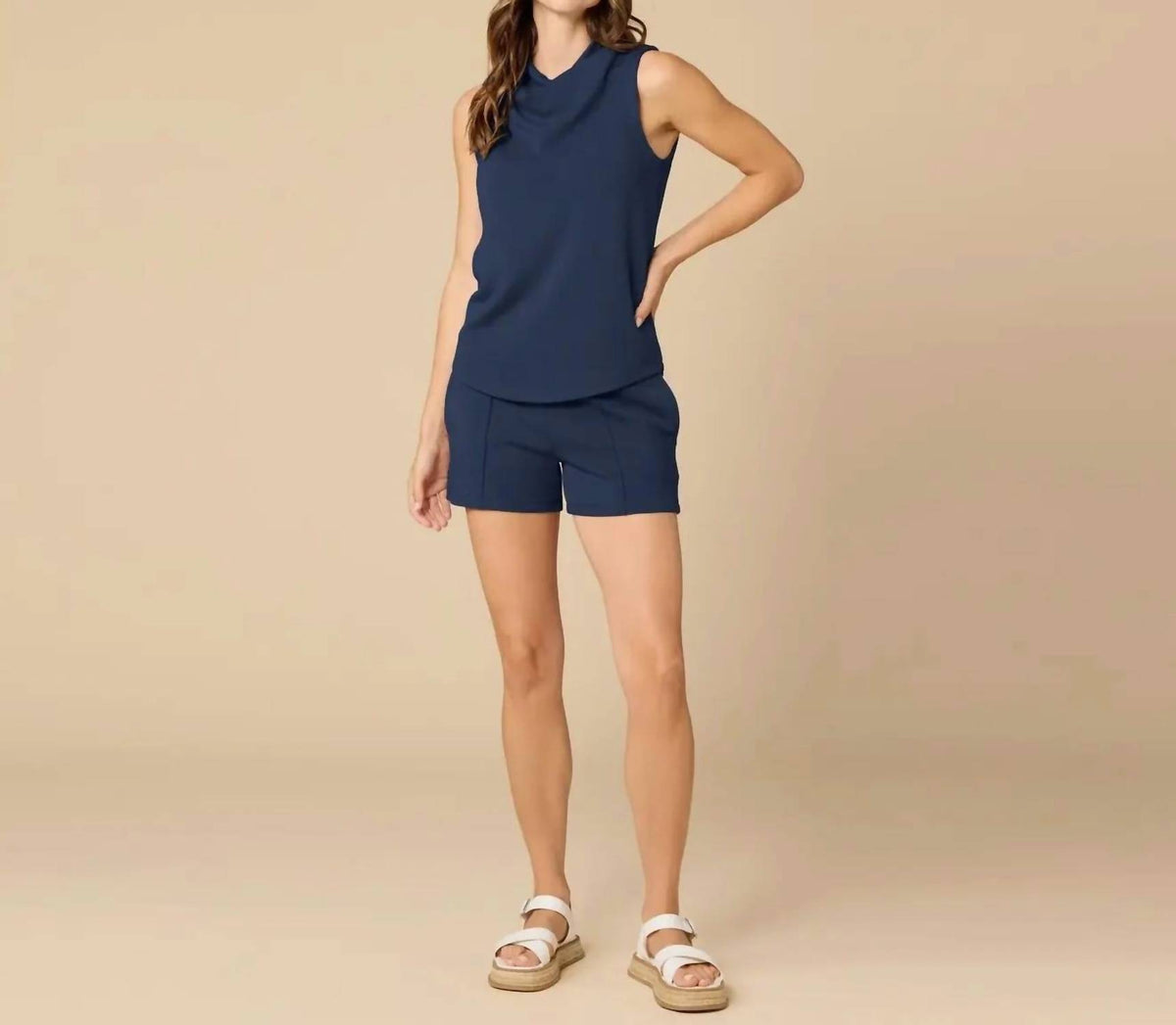 Softies - Dreamtech Sleeveless Cowl Top With Pintuck Short Set