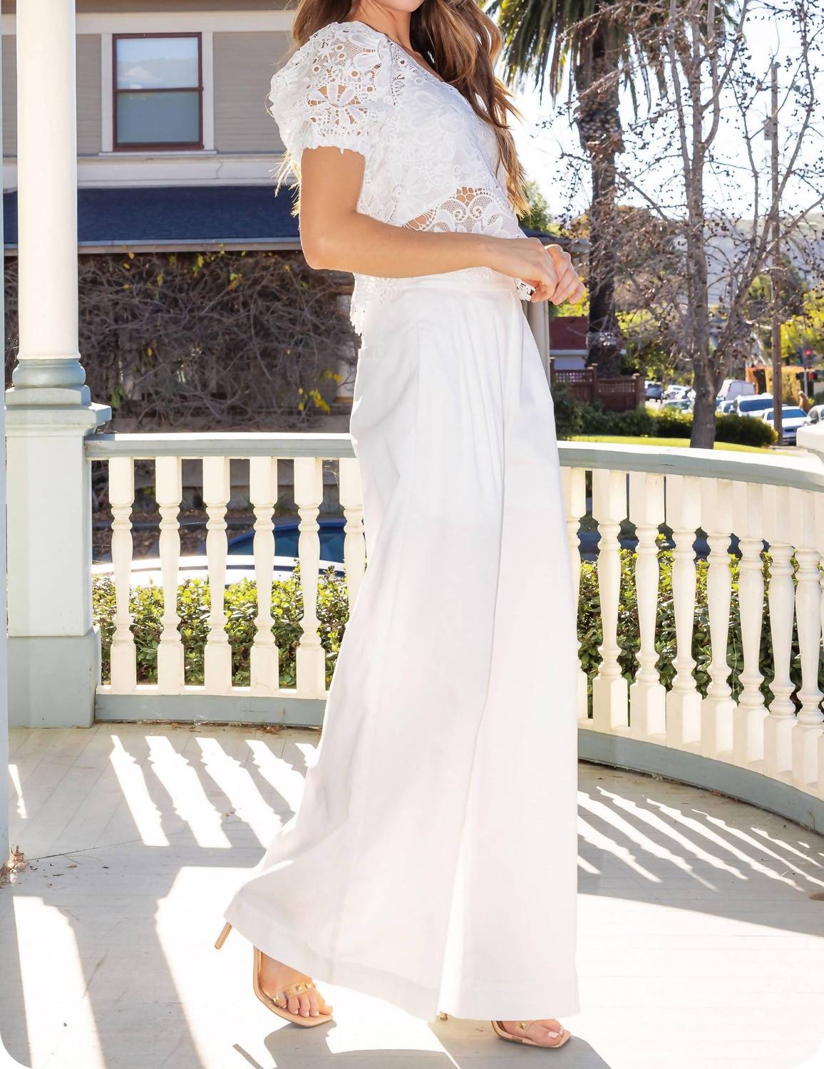 Strut & Bolt - Pleat Detail Wide Leg Twill Pants