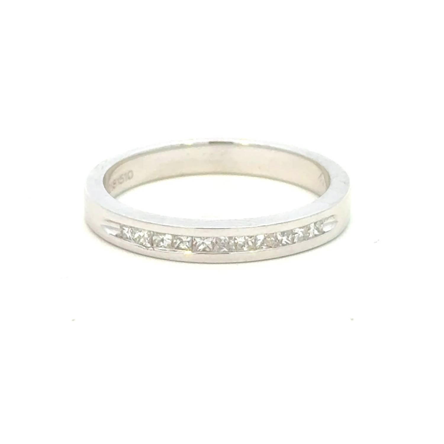 Aamiaa - 0.10 Carat Natural Diamond Princess Cut Channel Band - Size 6.5