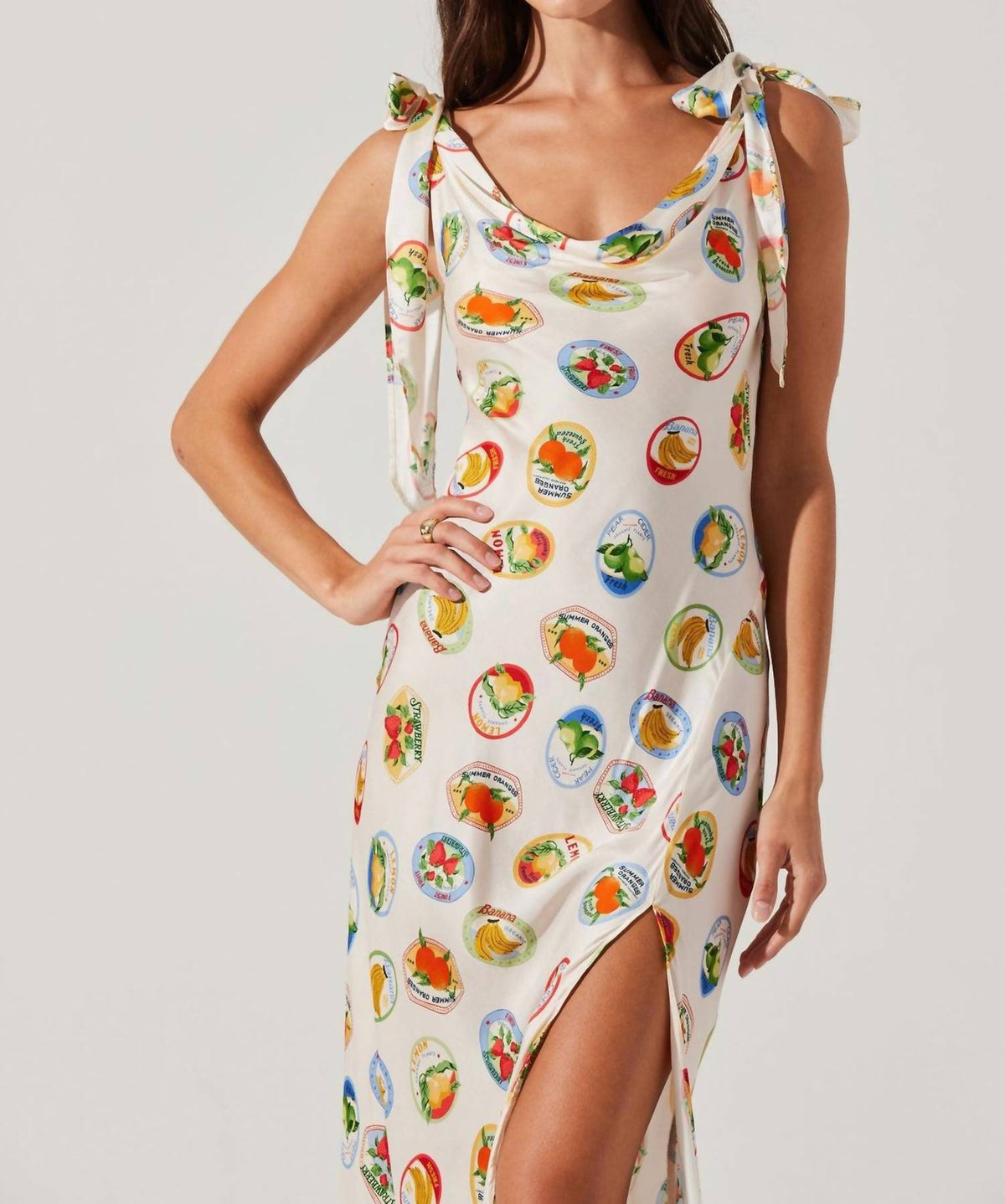 Astr - Allexina Satin Cowl Neck Midi Dress