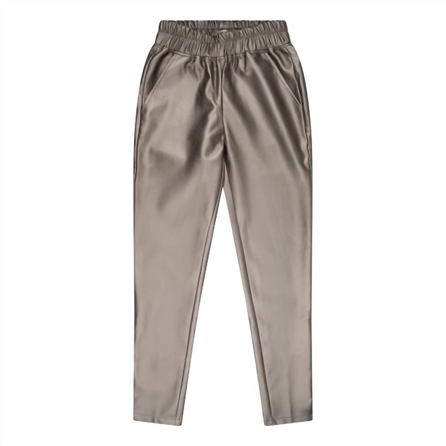 ESQUALO Women's Tregging PU Trousers in soft gold - women's pants