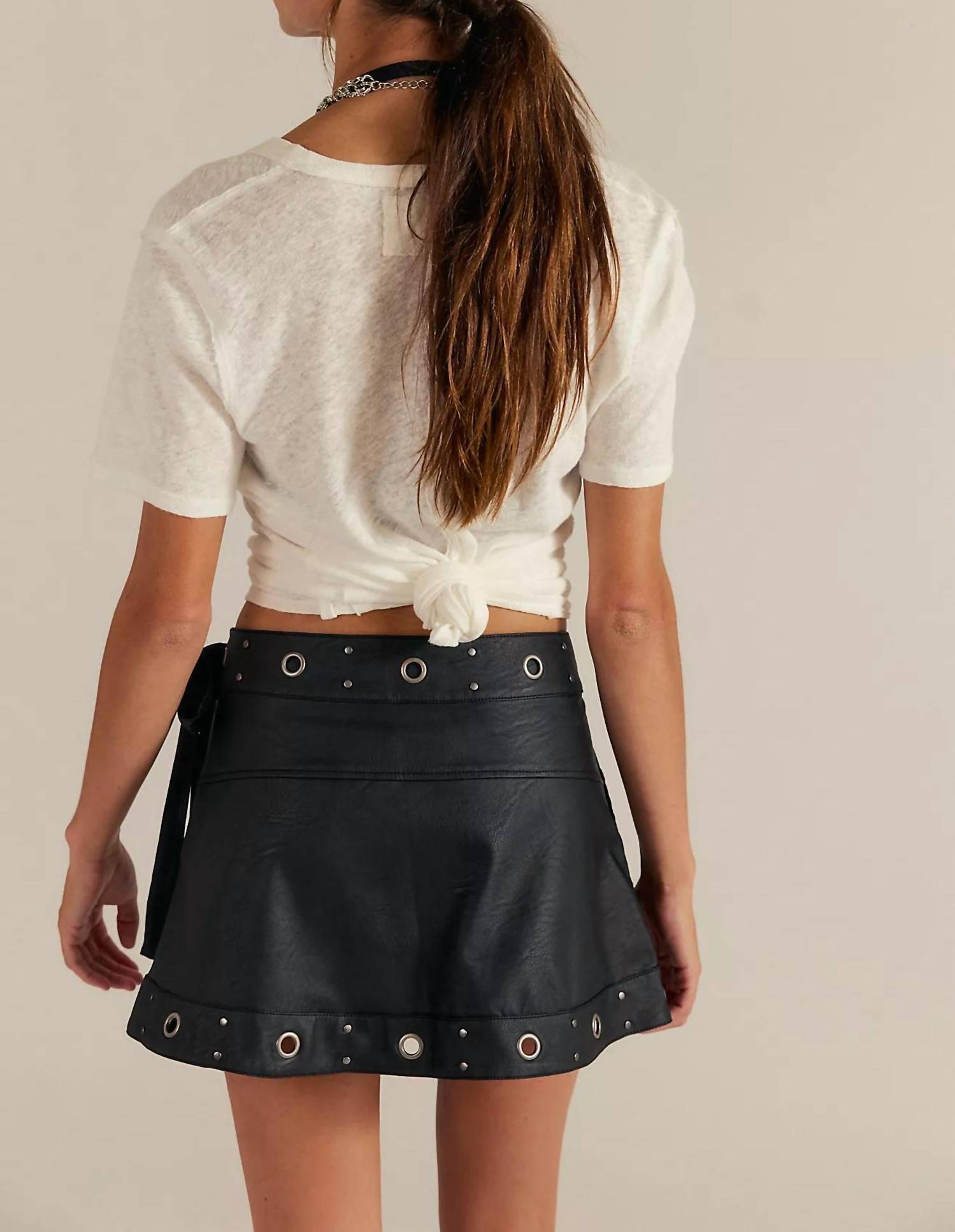 Free People - Cassis Vegan Leather Wrap Skirt