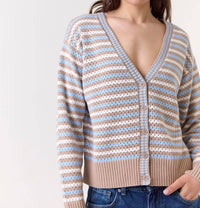 Wispr Pamilla Stripe Cardigan in light brown - women's cardigan - view 4