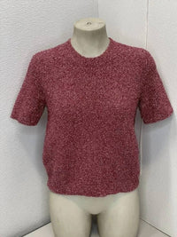 Lela Rose Women's Tinsel Knit Short Sleeve Top in petal pink - women's blouse