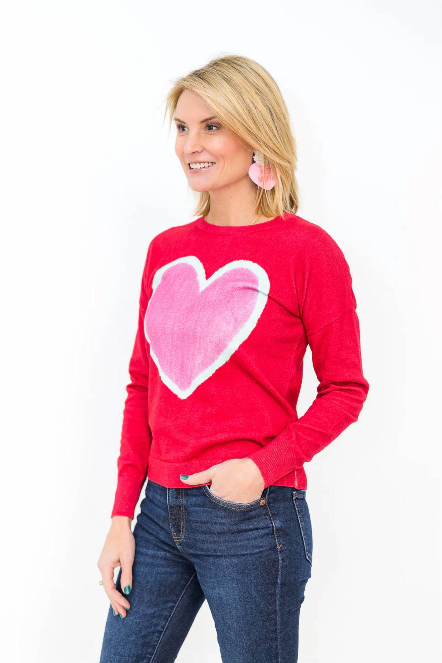J. Society - Enzyme Wash Heart Crew Neck Sweatshirt