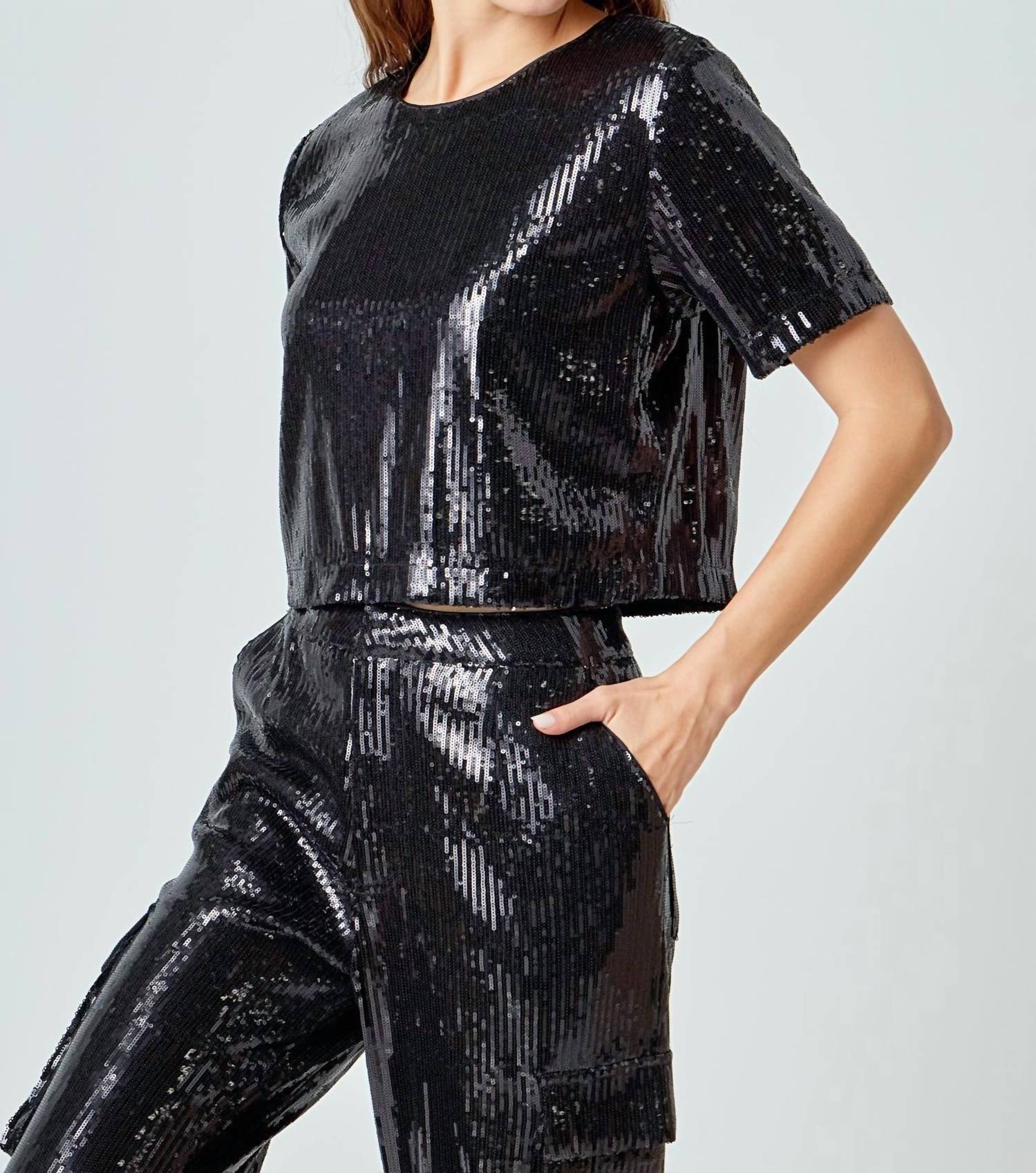 Endless Rose - Sequins Cropped Top
