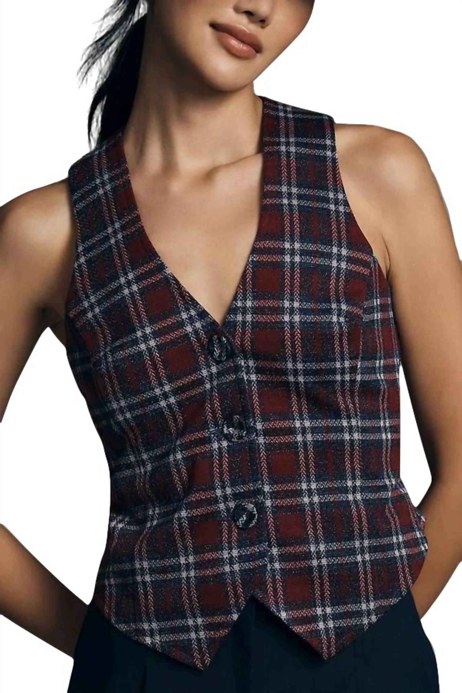Eva Franco - Plaid Button-Front Vest