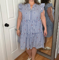 Skies Are Blue - Patriotic Stars V-neck Dress